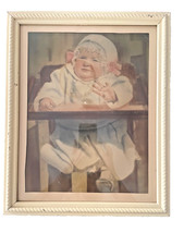 Antique Early 20th Century Hand-Tinted Baby Portrait in Rope Detail Frame picture