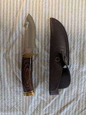 Buck Knives 191 Fixed Blade Knife Wood Handle Leather Sheath Made in USA picture
