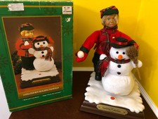 Vintage 1996 Gemmy North Pole Productions Animated Boy Building Snowman Tested picture