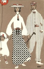 Edwardian Fashion Art Deco Family Helene Mate  c1910s Vintage Postcard bhn picture