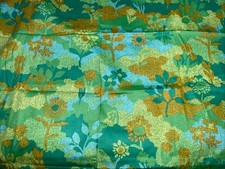 Vintage Univtex Fabricare Green Orange Yellow Dreamy Floral Fabric 48x109 picture