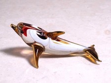 amber maroon Dolphin figurine hand blown art glass gold trim 2 65 in Gift decor picture