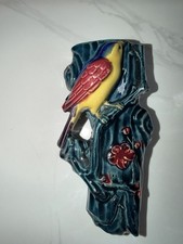 Vtg Majolica Glazed Bird Wall Pocket Planter picture