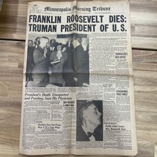 1945 Newspaper FDR Dies Truman Becomes President Minneapolis Tribune picture
