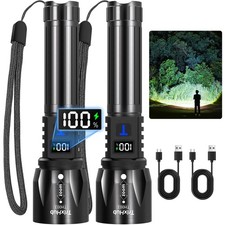 TrixHub Rechargeable Flashlights High Lumens 2Pack, 5Mode Flash 2 Pack, Black picture