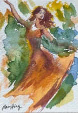 Original Watercolor ACEO Painting by Mary King - Dance Dream picture
