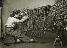 Woman in 1940s Wiring an IBM Computer - 5 x 7 inch Photo picture