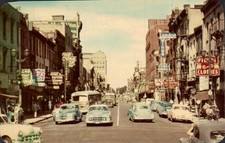 London Ontario - Dundas Street, 1950s cars and shops - Vintage Postcard c1953 picture