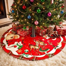Vintage Christmas Decorations Tree Skirt Home Decor with Retro Santa Design picture