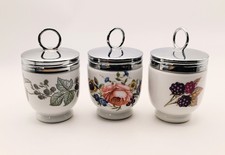 Vintage Royal Worcester Egg Coddlers Set of 3 Porcelain England Botanical picture