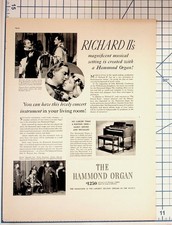 Vintage 1937 Hammond Organ Ad Richard II Maurice Evans Ephemera Chicago picture