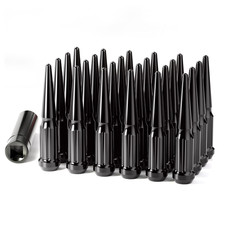 M14X1.5 Spike Lug Nuts, Set of 24 Black Spline Spiked Lug Nut with Key for Chevy picture