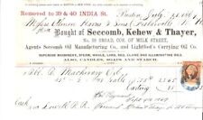invoice Seccomb, Kehew  Boston, MA  1869 with revenue stamp  pharmacy medicine  picture