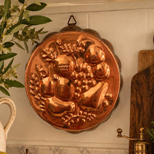 Vintage Copper Tone Fruit Motif Wall Hanging Mold Decorative Kitchen Copper Mold picture