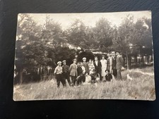 1920s Antique RPPC Postcard Large Family Group Picnic Forest picture