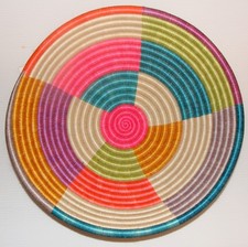 All Across Africa Handwoven Rwandan Basket, Sisal Fibers & Sweetgrass, 12 Inches picture