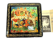 Vintage Mstera Russian Lacquer Box Dobrynyushka Signed Guzhkov USSR Tag picture