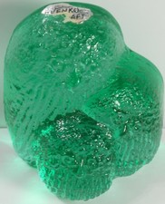 Rare Pair Vintage 1970s Blenko Joel Myers Green Blue Glass Owl Trio Bookends picture