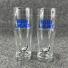 NFL Philadelphia Eagles Bud Light Tall Beer Pilsner Glass Football 1982 Set of 2 picture