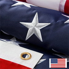 US American Flag Heavy Duty Luxury Embroidered Stars Sewn Stripes Grommets Nylon picture
