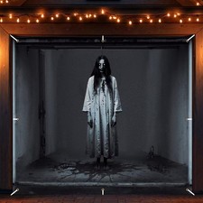 Halloween Garage Door Banner 7x8 Ft Scary Female Ghost Garage Door Cover Deco... picture