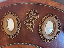 Vintage Syroco Floral Decor Rare Set of Five: 3 Mirrors Flower & Basket/Shelf picture