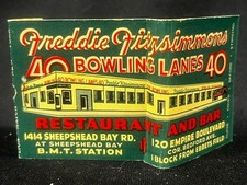 Vintage Fat Freddie Fitzsimmons Matchbook - Brooklyn Dodgers Feature Bowling picture