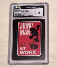 1982 DONKEY KONG STICKERS JUMP MAN AT WORK CARD MARIO RC CGC 6 EX/NM picture