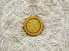 Vintage 70's Creed 1-inch Sterling Gold Enamel Saint Christopher Medal Pendant picture