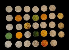 Vintage 1970s Lot of 30 Mardi Gras New Orleans Doubloons & 3 $1 Casino tokens picture