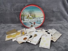 Buttons Lot of Vintage & Modern Assorted in Various Sizes Round Tin Container picture