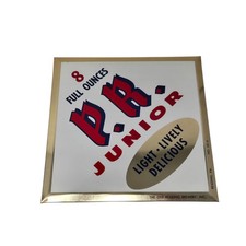 Vintage P.R. Junior Beer Sign Tin Over Cardboard Reading PA Brewery Bar EUC 9x9 picture