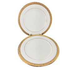 Royal Gallery Gold Dish Plates Macy 1991 Porcelain Made In Sri Lanka Set 2 VTG picture