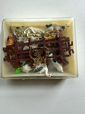 Vintage Miniature Farm Animal Figurines Set Lot, Plastic Display Case,  picture
