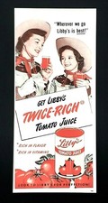 Libby's Tomato Juice ad vintage 1950's mother daughter cowgirl advertisement picture