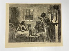 1872 Black Americana Engraving Wide Awake Christmas Eve Harpers Weekly Artwork picture