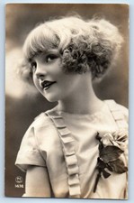 c1910's Pretty Girl Curly Hair Portrait Studio RPPC Photo Antique Postcard picture