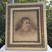 Antique Victorian Ornate Carved Wood Leaf Gold Gilt Frame with Portrait 30x26