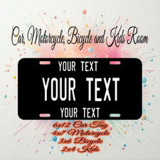 Personalized State License Plate Custom Black & White 4 Sizes Available picture