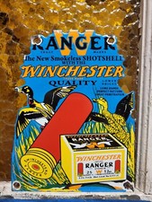 VINTAGE WINCHESTER RANGER PORCELAIN SIGN OLD FIREARM GUN RIFLE AMMO AMMUNITION picture