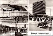 Rostock Warnemünde Hotel Neptun Harbor Boats Stamp Real Photo RPPC Postcard picture