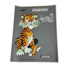 Vintage Qantas Singapore Tiger Travel Poster Australia Airline Harry Rogers picture