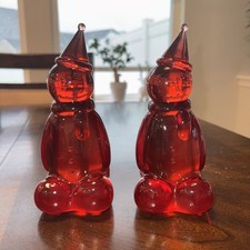 Set Of Two Resin vintage Red Snow Man Christmas decorations picture