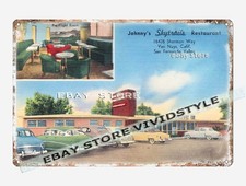 tin sign 1930s-40s Johnny's Skytrails Restaurant California San Fernando Valley picture