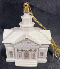 VTG The Lenox Christmas Village “Town Hall” 1991 Third In A Series Retired #3 picture