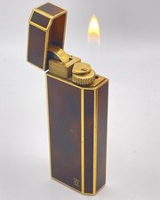 Cartier Vintage WORKING Pentagon Lighter Tortoiseshell Enamel w/Gold Trim 1970's picture