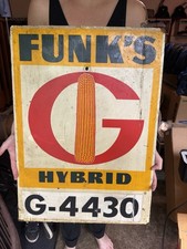 Vintage Funk's G Hybrid Farm Seed Corn Sign Tractor Dealer Not Metal picture