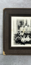 Antique 1920s School Photograph Cabinet Card Photo Smiling Teacher & Kids Happy picture