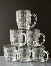 6 x Vintage Half Pint Dimple Tankards Pub Glasses Marked with the Crown & 10 picture