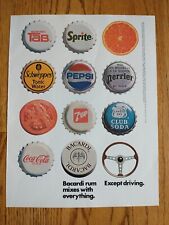 Bacardi Rum Mixes with everything 1986 Print Ad Coca Cola 7Up Pepsi Sprite picture